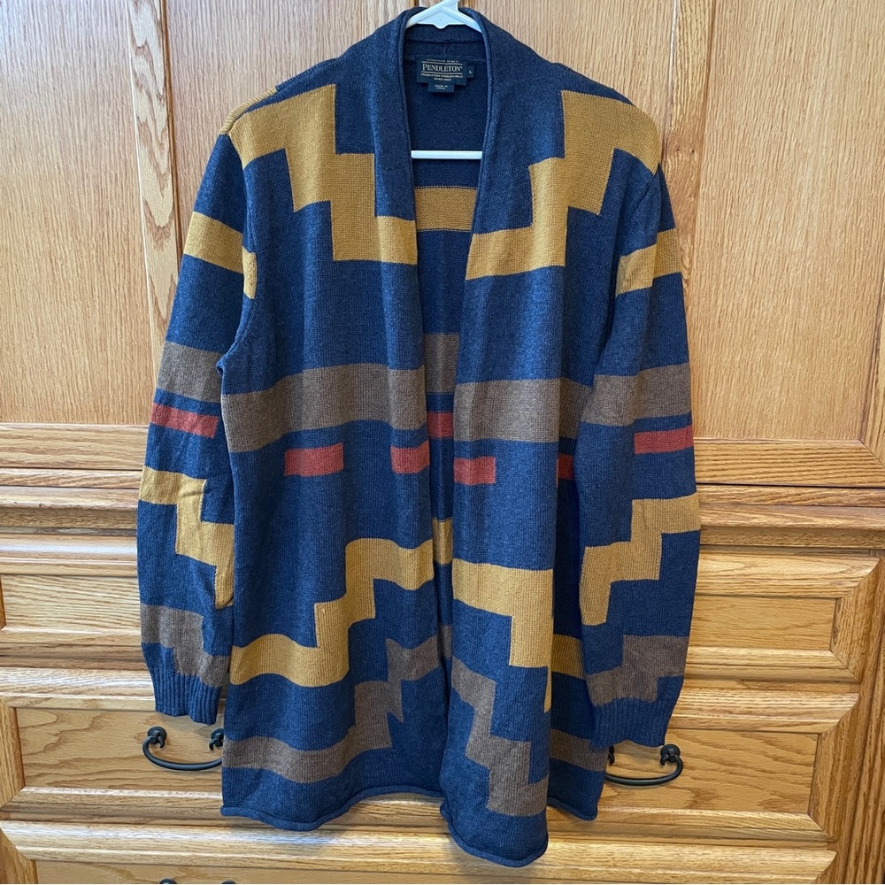 Lightweight Pendleton Sweater Mustard Navy - image 3